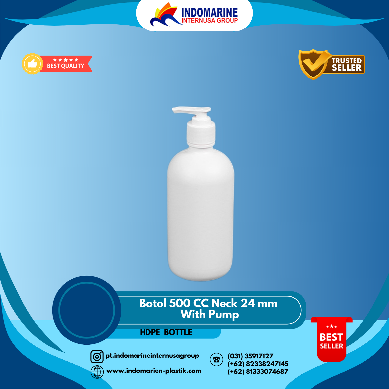 Botol 500 CC Neck 24 mm  With Pump