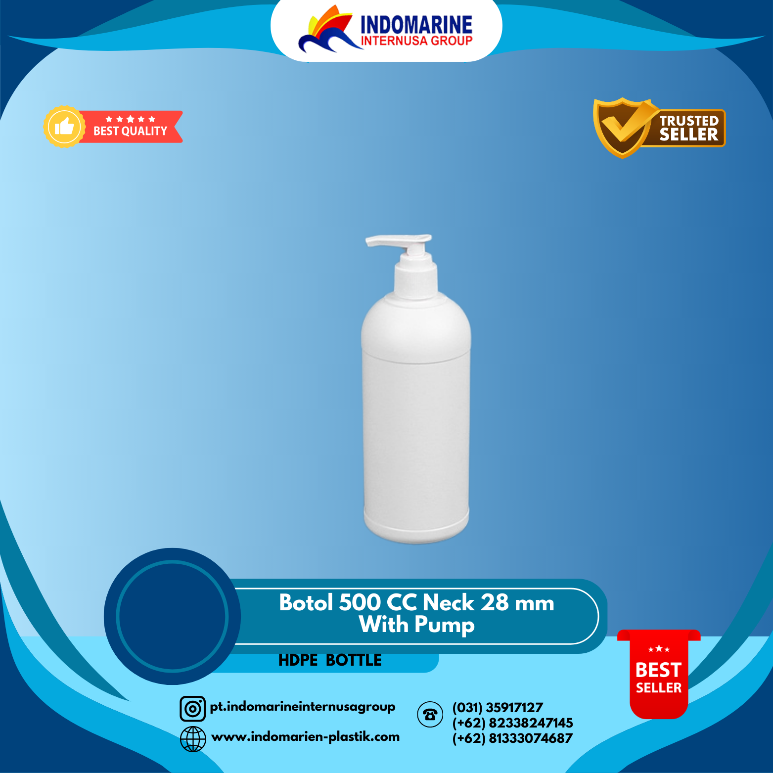 Botol 500 CC Neck 28 mm With Pump